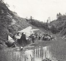 Wreckage of the plane on which Bill Watson was killed, June 16, 1944.