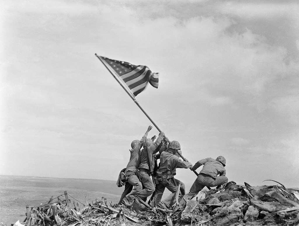 Raisin the flag at Iwo Jima, February 23, 1945